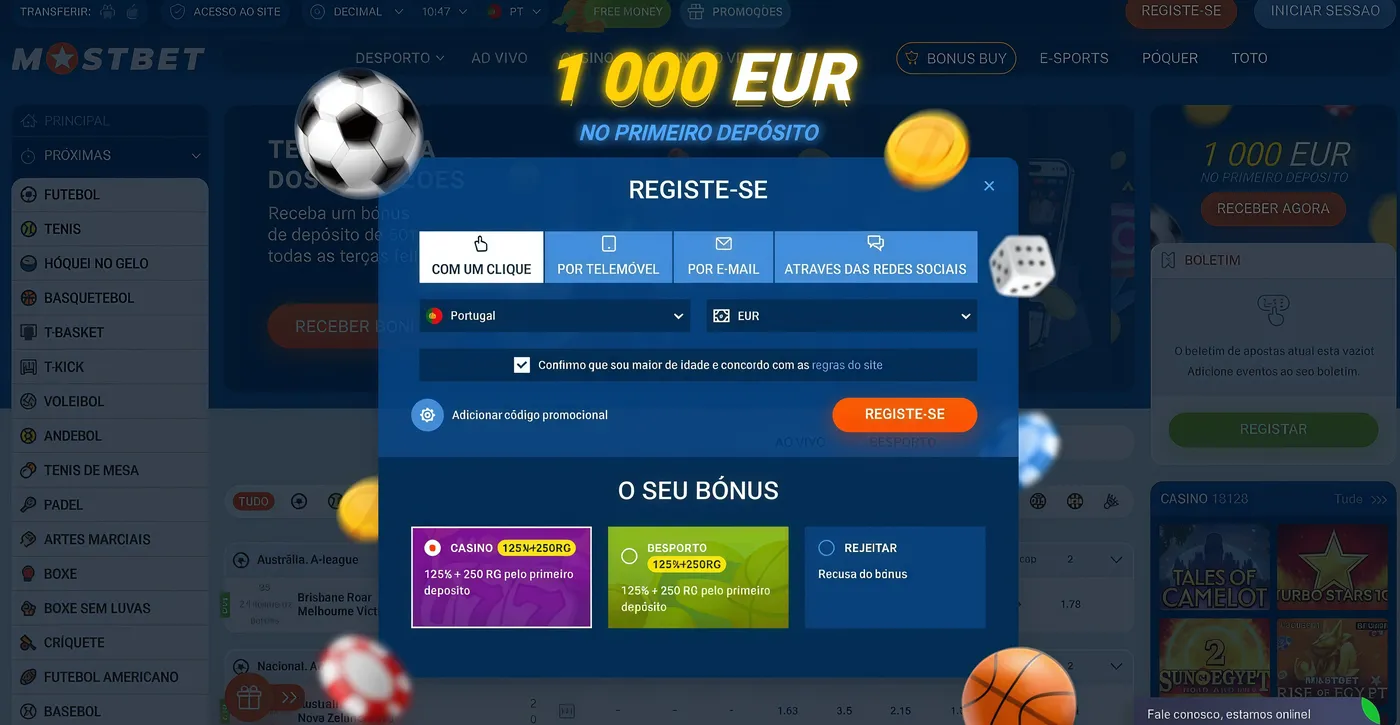 Crie uma conta através das redes sociais